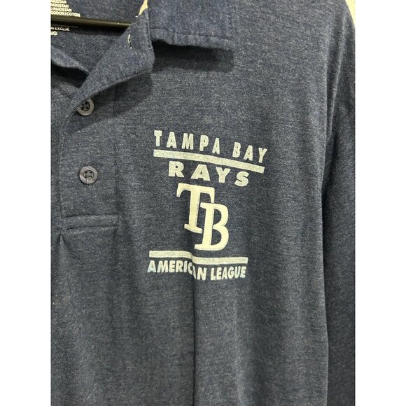 Tampa Bay Rays Majestic Polo Shirt Blue Cotton Polyester Blend Sz Large - Picture 4 of 8